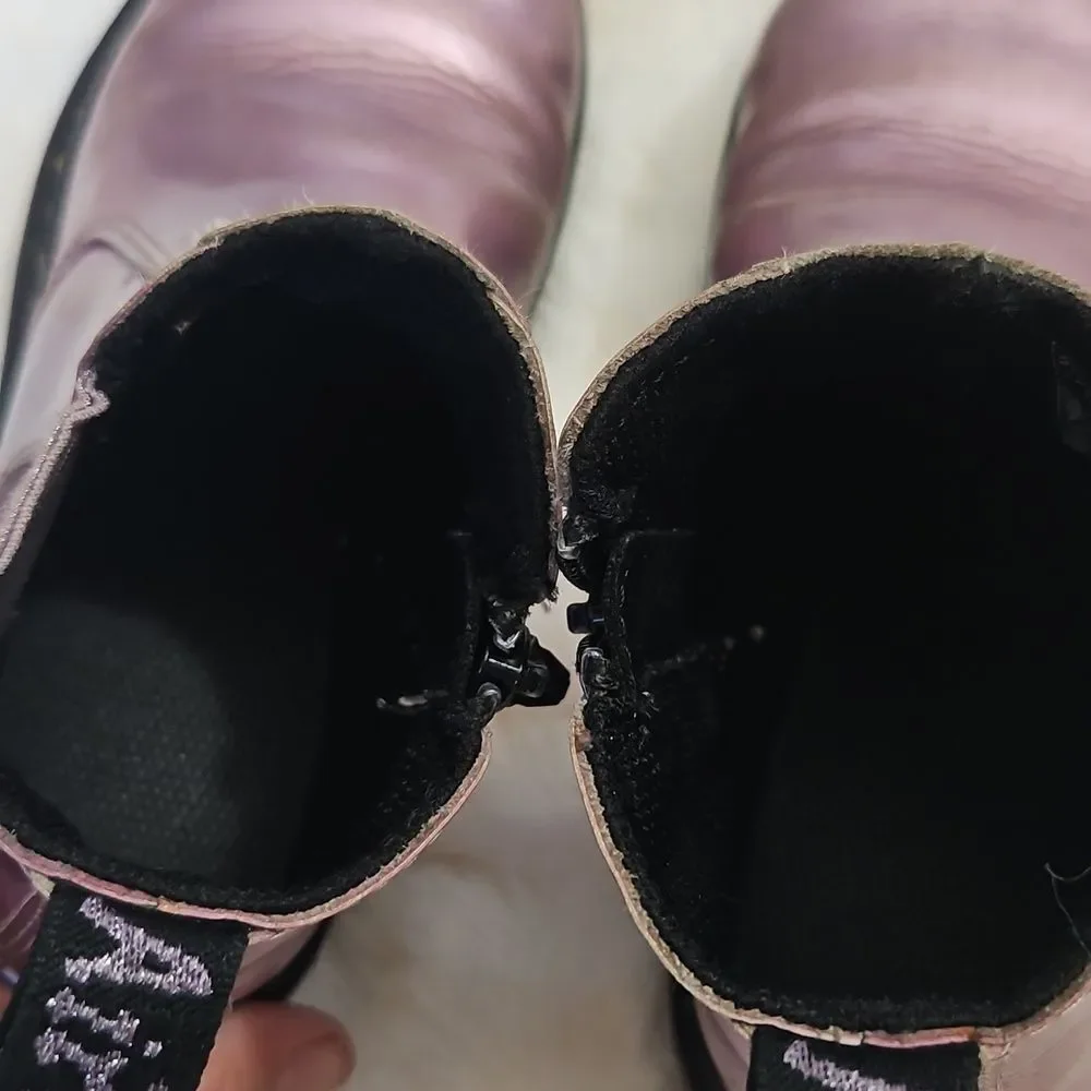 Dr. Martens Kids Purple Metallic Chelsea Boots Size 1 US / EU 32 | Side Zip